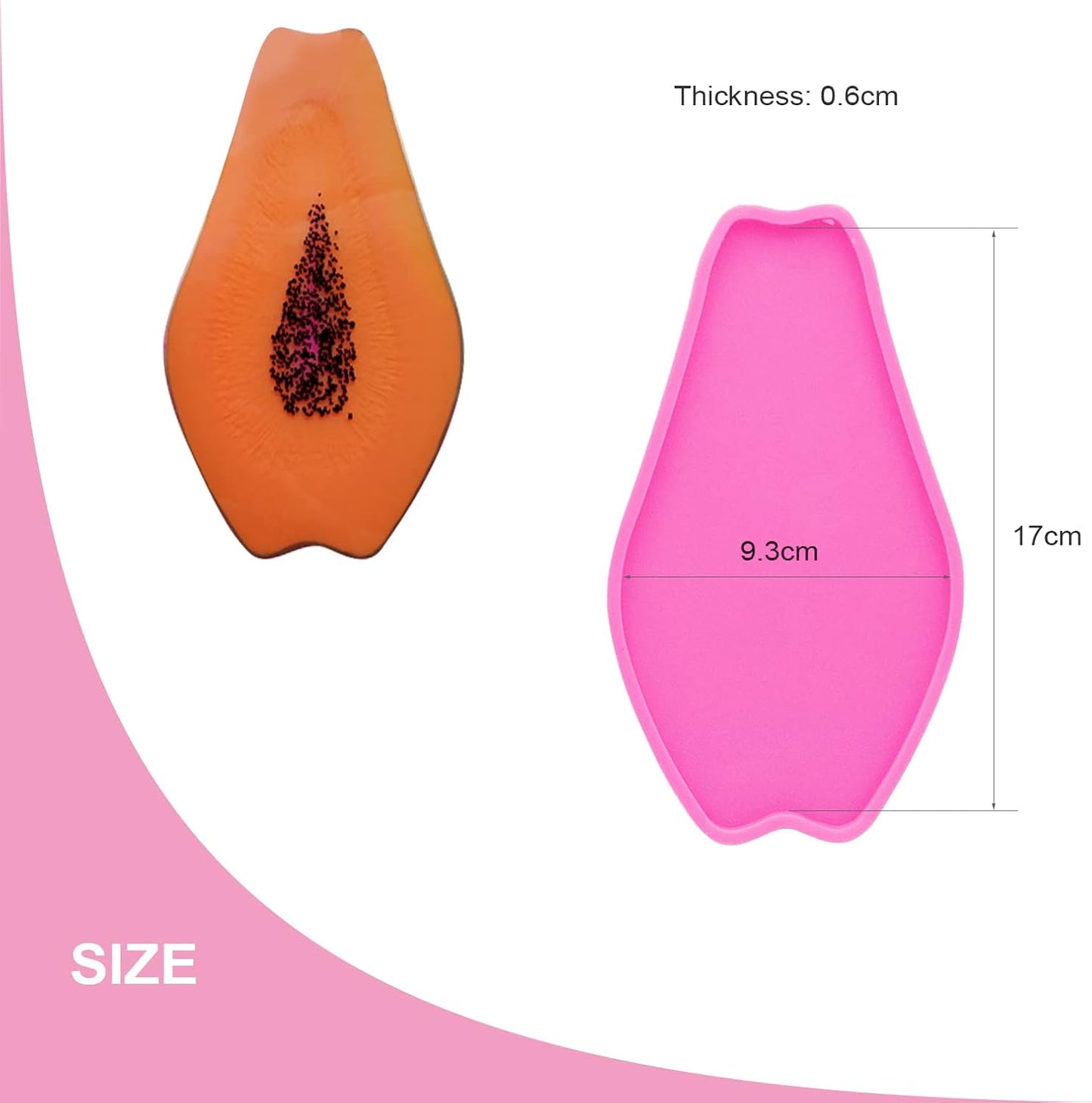 Super Shiny Papaya Geode Coaster Agate Resin Silicone Molds Epoxy Fruit Style Resin Mold, Tray Resin Casting Mold for DIY Agate Coaster, Cup Mats, Bowl Mat, Home Decoration, 6.7*3.7 Inch