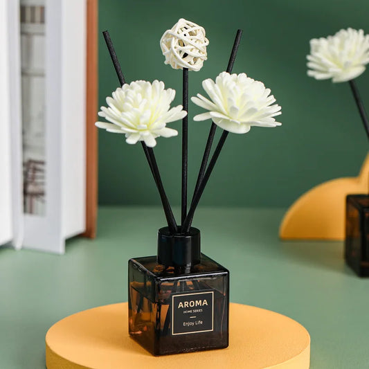 50Ml Hilton Hotel Reed Diffuser Sets Jasmine Reed Diffuser Bottle with Plastic Flower Home Scents Aromatherapy Essential Oil