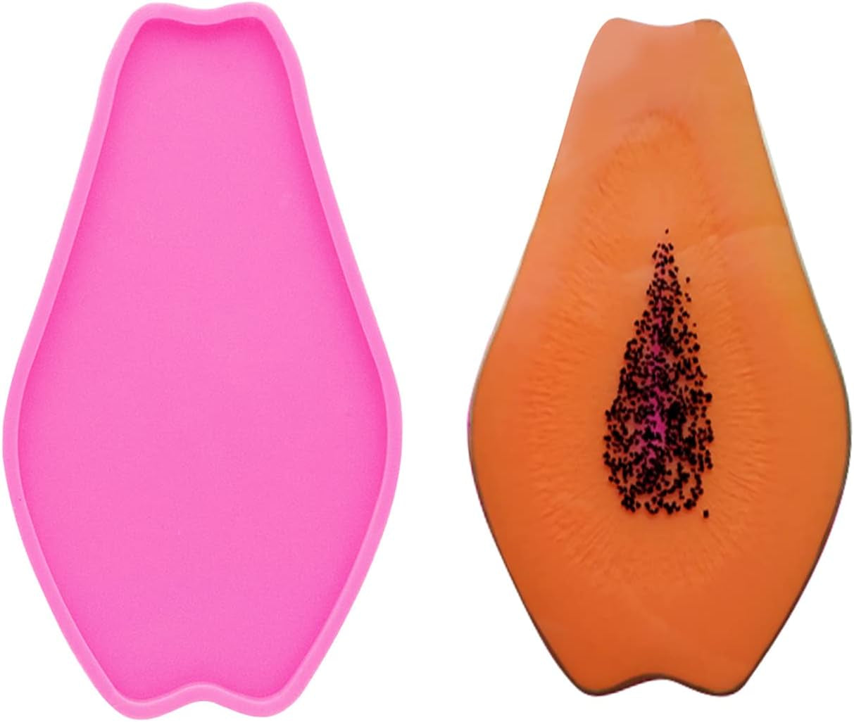 Super Shiny Papaya Geode Coaster Agate Resin Silicone Molds Epoxy Fruit Style Resin Mold, Tray Resin Casting Mold for DIY Agate Coaster, Cup Mats, Bowl Mat, Home Decoration, 6.7*3.7 Inch